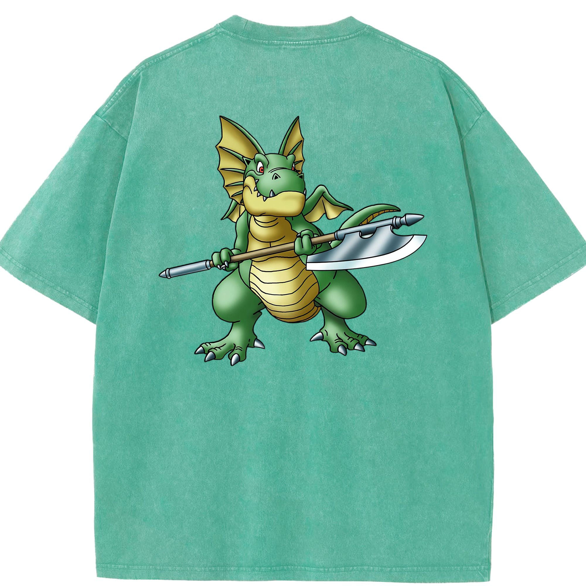 （画像用） ドラゴンクエスト Doragon Kuesuto Dragon Quest 綿100% ヴィンテージ風 半袖Tシャツ（背面プリント）